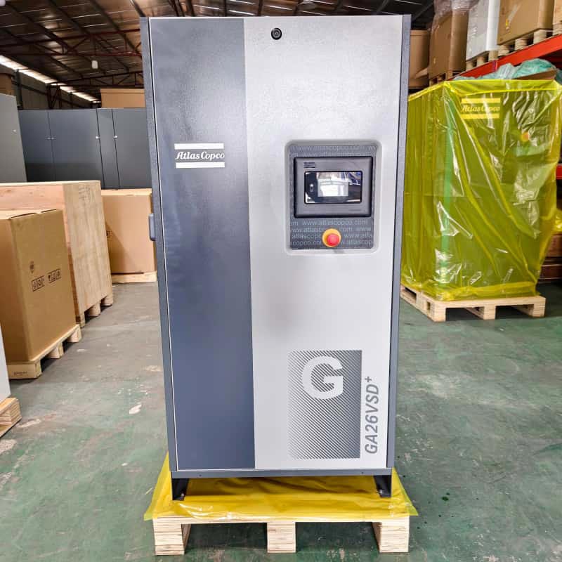 Pemampat Udara Atlas Copco GA26 VSD Asal + 26kW 35HP Minyak Kelajuan Boleh Ubah Disuntik Skru Putar Pemampat Udara 13Bar