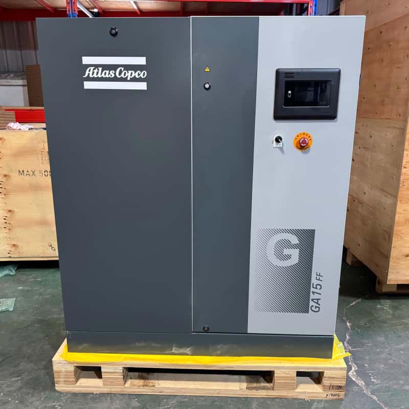 Atlas Copco GA15 FF 15kW Minyak Disuntik Skru Putar Pemampat Udara Bersepadu Pengering 7.5 13Bar